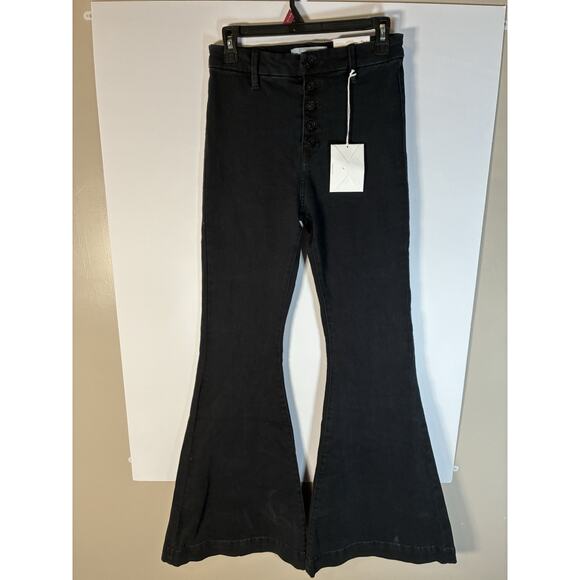 KanCan Denim - NWT KanCan High Rise Super Flare Jeans Womens 5/26 Black Button Fly Bell Bottom